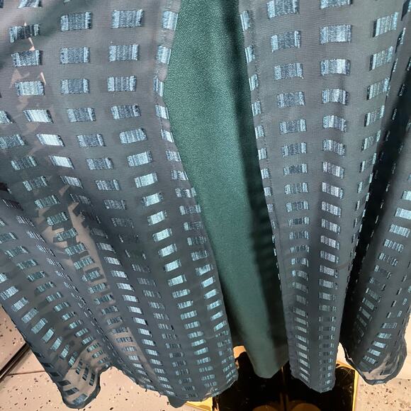 Robert Too Mujeres Petite Green Mesh Overlay Sheath Dress 16WP Made in USA - Picture 9 of 12